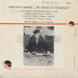 [Pochette de Fernand Sardou… Du soleil en chansons (Fernand SARDOU) - verso]