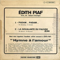 [Pochette de La goualante du pauvre Jean / Padam, padam… - 3 (dith PIAF) - verso]
