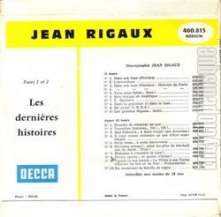 [Pochette de Les dernires histoires de Jean Rigaux (Jean RIGAUX) - verso]