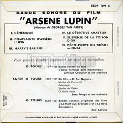 [Pochette de Signé Arsène Lupin (B.O.F. « Films ») - verso]