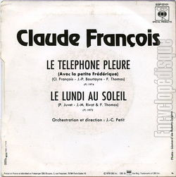 [Pochette de Le tlphone pleure / Le lundi au soleil (Claude FRANOIS) - verso]
