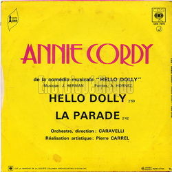 [Pochette de Hello Dolly (Annie CORDY) - verso]