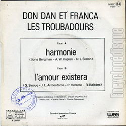 [Pochette de Harmonie (DON, DAN & FRANCA) - verso]