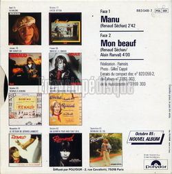 [Pochette de Renaud t’as 10 ans de chanson "Manu" (RENAUD) - verso]