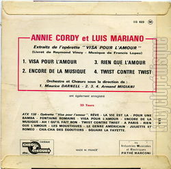 [Pochette de Visa pour l’amour (Annie CORDY et Luis MARIANO) - verso]