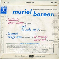 [Pochette de Ballade pour deux (Muriel BOREEN) - verso]