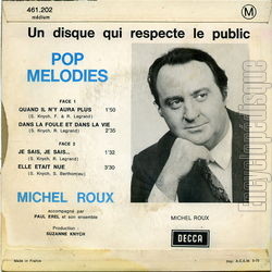 [Pochette de Pop’ mlodies (Michel ROUX (2)) - verso]