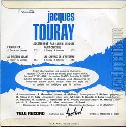 [Pochette de L’amour a… (Jacques TOURAY) - verso]