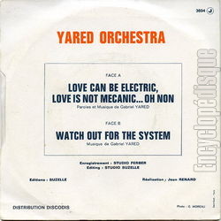 [Pochette de Love can be electric, love is not mecanic… Oh non ! (YARED ORCHESTRA) - verso]