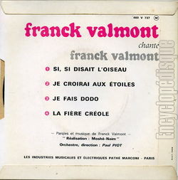 [Pochette de Chante Franck Valmont (Franck VALMONT) - verso]