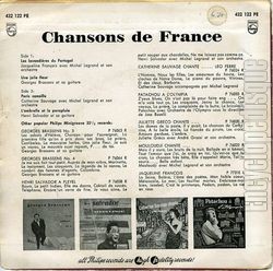 [Pochette de Chansons de France (COMPILATION) - verso]