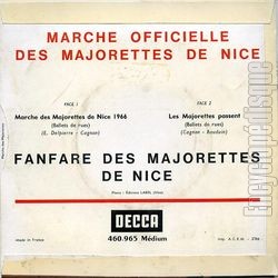 [Pochette de Marche officielles des majorettes de Nice 1966 (FANFARE DES MAJORETTES DE NICE) - verso]