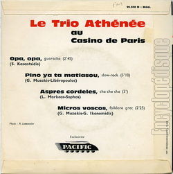 [Pochette de Le Trio Athne au Casino de Paris (Le TRIO ATHNE) - verso]