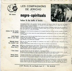 [Pochette de Negro spirituals (Les COMPAGNONS DE JERICHO) - verso]
