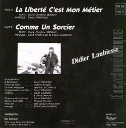 [Pochette de La libert c’est mon mtier (Didier LAUBIESSE) - verso]