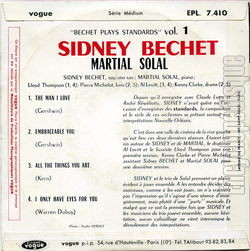 [Pochette de Sidney Bechet plays standards (Vol. 01) (Sidney BECHET) - verso]