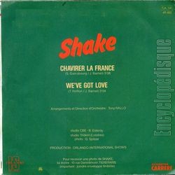 [Pochette de We’ve got love / Chavirer la France (SHAKE) - verso]