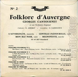 [Pochette de Folklore d’Auvergne N 2 (Georges CANTOURNET) - verso]