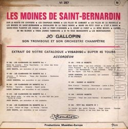 [Pochette de Les moines de Saint-Bernardin (Jo GALLOPIN) - verso]