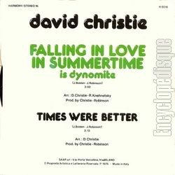 [Pochette de Falling In Love In Summertime Is Dynamite (David CHRISTIE) - verso]