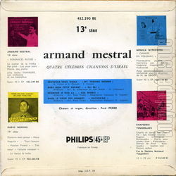 [Pochette de Quatre clbres chansons d’Isral (Armand MESTRAL) - verso]