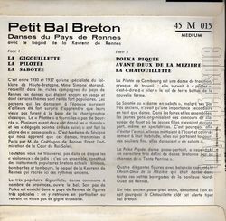 [Pochette de Petit bal breton (Vol.1) (BAGAD de la KEVRENN DE RENNES) - verso]