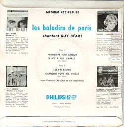 [Pochette de Les Baladins de Paris chantent Guy Bart (Les BALADINS DE PARIS) - verso]