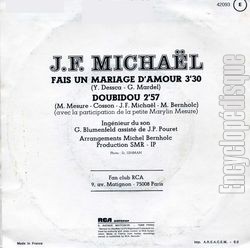 [Pochette de Fais un mariage d’amour (Jean-Franois MICHAL) - verso]
