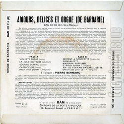 [Pochette de Amours, dlices et orgue (de Barbarie) (Pierre BERNARD) - verso]