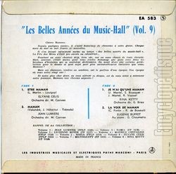 [Pochette de Les belles annes du music-hall vol.9 (COMPILATION) - verso]
