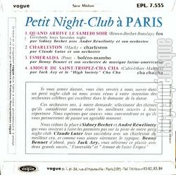 [Pochette de Petit night-club  Paris (PETIT NIGHT-CLUB) - verso]