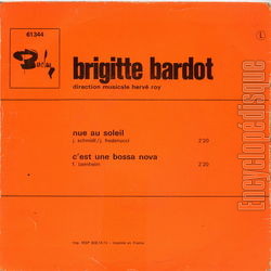 [Pochette de Nue au soleil (Brigitte BARDOT) - verso]