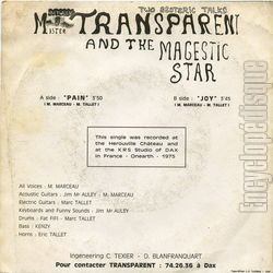 [Pochette de Pain (MISTER TRANSPARENT AND THE MAGESTIC STAR) - verso]