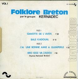 [Pochette de Folklore breton vol.1 (GROUPE KERNADEC) - verso]