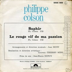 [Pochette de Saphir (Philippe COLSON) - verso]