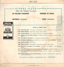 [Pochette de Les plus belles mlodies italiennes (Pierre FLETA) - verso]