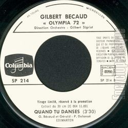 [Pochette de Olympia 1972 (promo) (Gilbert BCAUD) - verso]