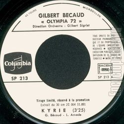 [Pochette de Olympia 1972 (promo) (Gilbert BCAUD)]