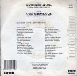 [Pochette de Slow pour Alvina (Jacques VAILLANT) - verso]