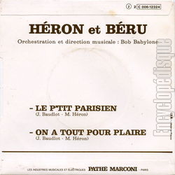 [Pochette de Le p’tit parisien (HRON et BRU) - verso]