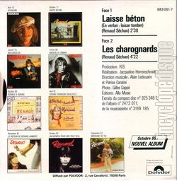 [Pochette de Renaud t’as 10 ans de chanson "Laisse bton" (RENAUD) - verso]