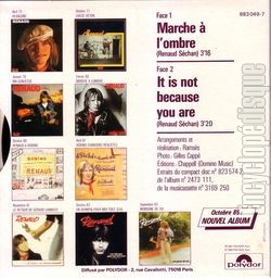 [Pochette de Renaud t’as 10 ans de chanson "Marche  l’ombre" (RENAUD) - verso]