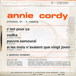 [Pochette de C’est pour a (Annie CORDY) - verso]