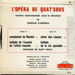 [Pochette de L’opra de quat’sous (Oswald D’ANDRA (Chef d’Orchestre)) - verso]