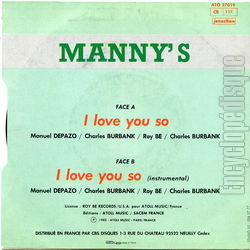 [Pochette de I love you so (MANNY’S) - verso]