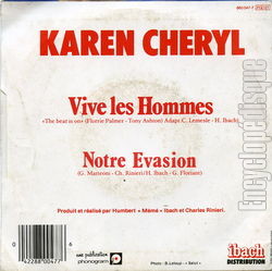 [Pochette de Vive les hommes (Karen CHERYL) - verso]
