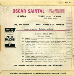 [Pochette de Oscar Saintal joue les succs d’Adamo (Oscar SAINTAL) - verso]