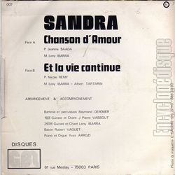 [Pochette de Chanson d’amour (SANDRA (2)) - verso]