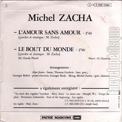 [Pochette de L’amour sans amour (Michel ZACHA) - verso]