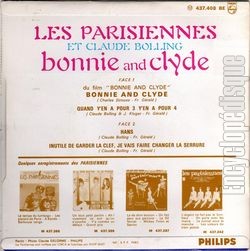 [Pochette de Bonnie and Clyde (Les PARISIENNES et Claude BOLLING) - verso]